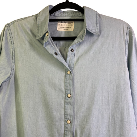 COLORFAST APPAREL Light Wash Denim Shirt Jean Dress - Picture 2 of 15